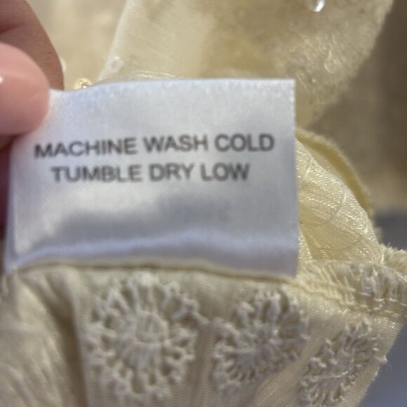 Kristine Cream Sheer Lace Embellished Tunic Top W/ Sequins Womens M - Picture 11 of 11